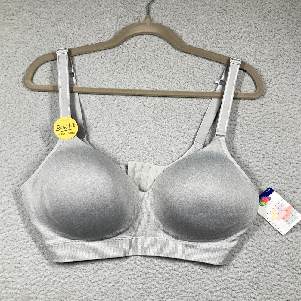 Fruit of the Loom Wireless Bra Women XL NEW Heather Grey Padded Ribbed FT1029